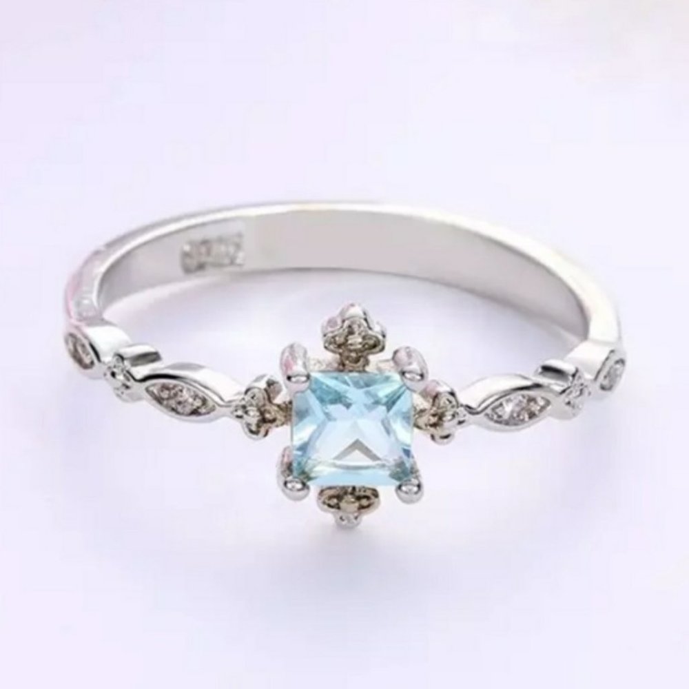*NEW Blue Topaz Diamond 925 Sterling Silver Ring - Picture 8 of 12